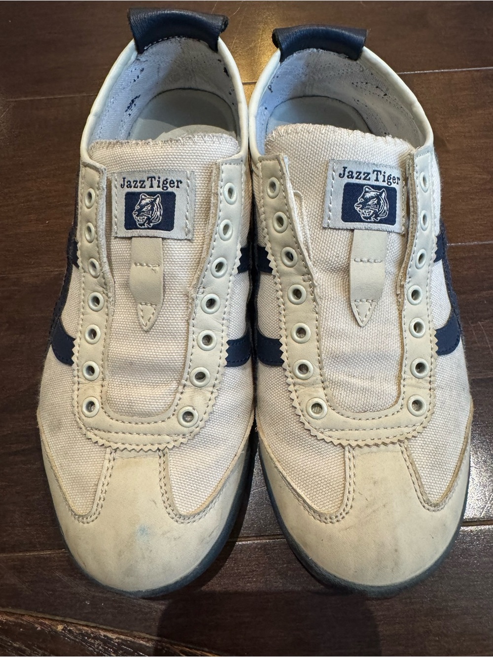 Men’s Canvas Sneakers in Cream with Navy Accents